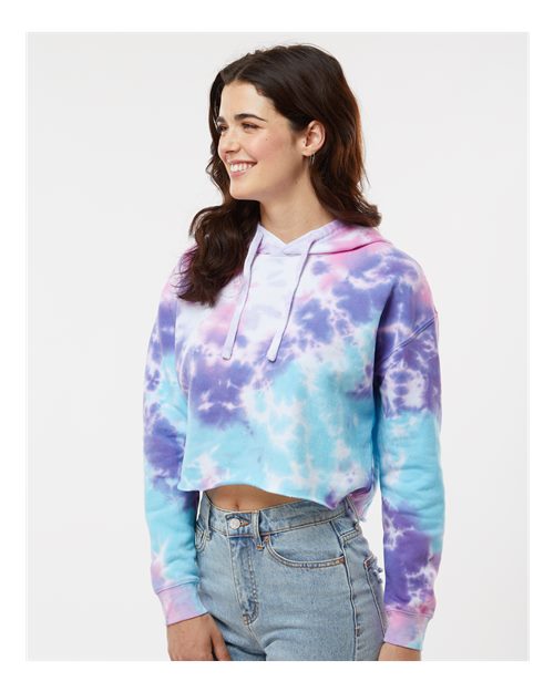 Colortone Women's Tie-Dyed Crop Hooded Sweatshirt 8333