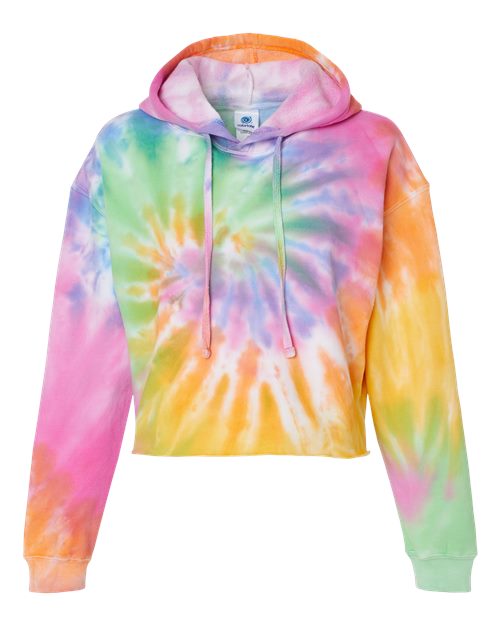Colortone Women's Tie-Dyed Crop Hooded Sweatshirt 8333