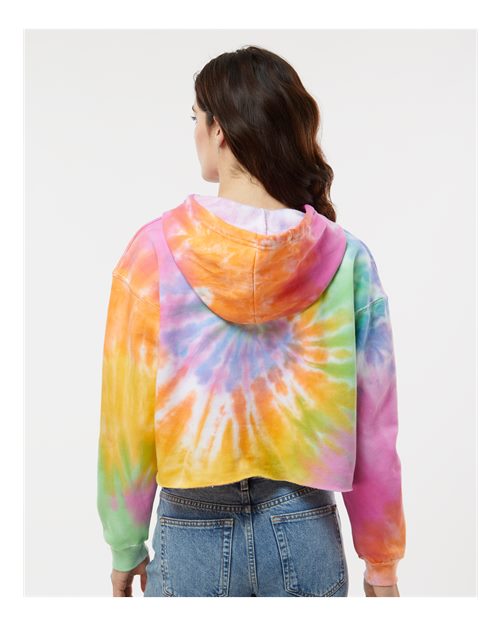 Colortone Women's Tie-Dyed Crop Hooded Sweatshirt 8333