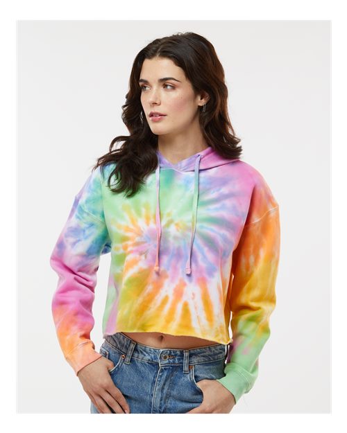 Colortone Women's Tie-Dyed Crop Hooded Sweatshirt 8333