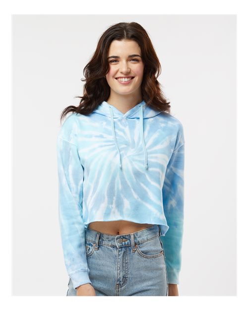 Colortone Women's Tie-Dyed Crop Hooded Sweatshirt 8333