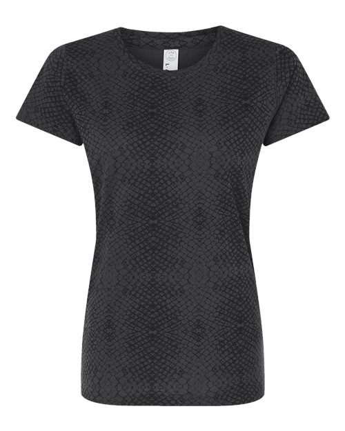 LAT Women's Fine Jersey Tee 3516 - Black Reptile