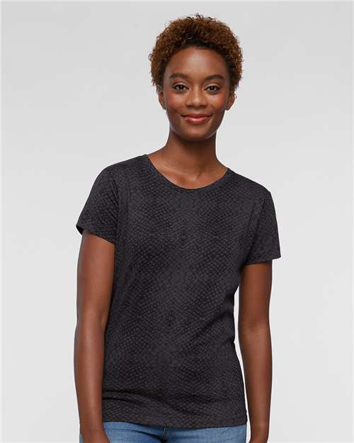 LAT Women's Fine Jersey Tee 3516 - Black Reptile