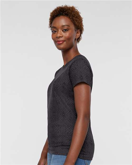 LAT Women's Fine Jersey Tee 3516 - Black Reptile
