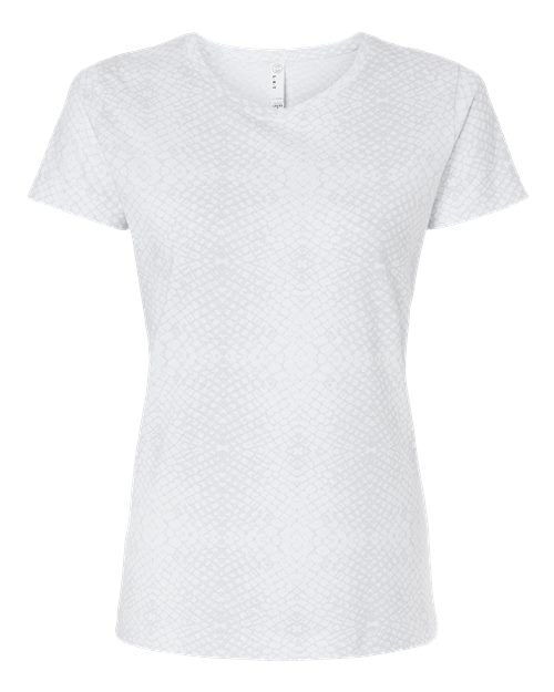 LAT Women's Fine Jersey Tee 3516 - White Reptile