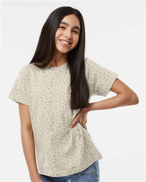 LAT Youth Fine Jersey Tee 6101 - Natural Leopard