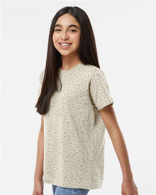 LAT Youth Fine Jersey Tee 6101 - Natural Leopard