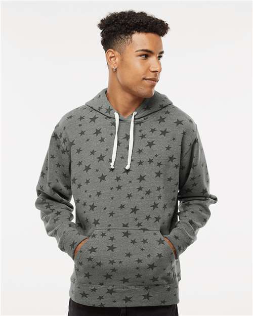 J. America Men's Triblend Fleece Hooded Sweatshirt 8871 - Smoke Stars Triblend