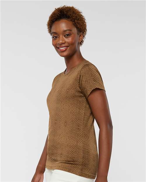 LAT Women's Fine Jersey Tee 3516 - Brown Reptile