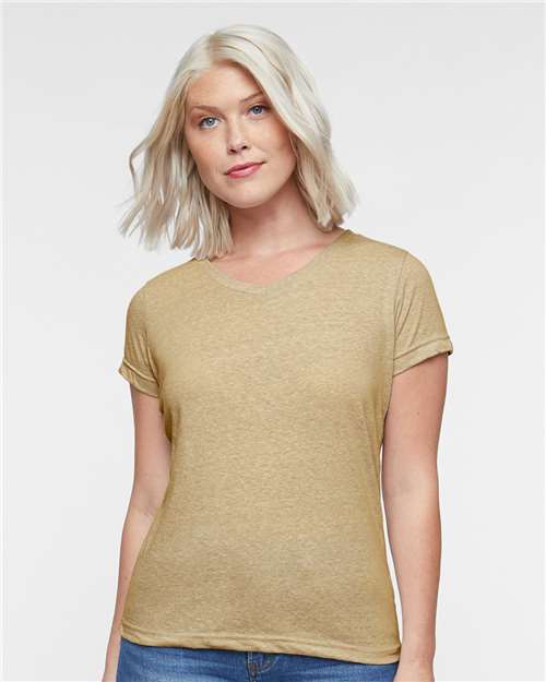 LAT Women's Harborside Mélange V-Neck Tee 3591