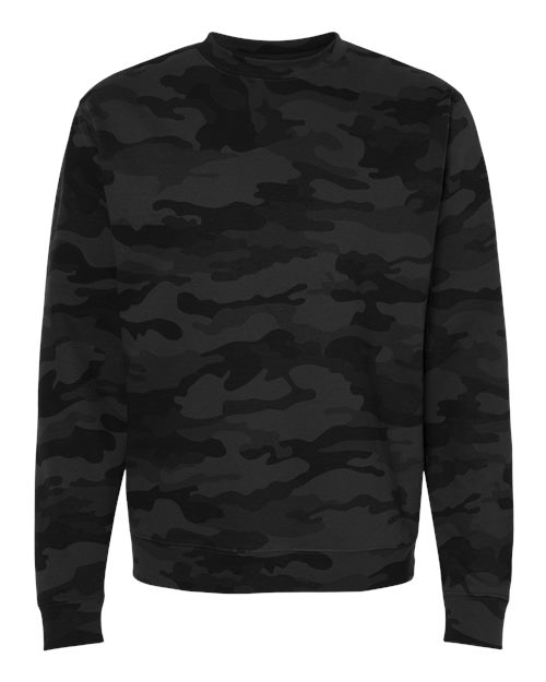 Independent Trading Co. Unisex Midweight Crewneck Sweatshirt SS3000 - Black Camo