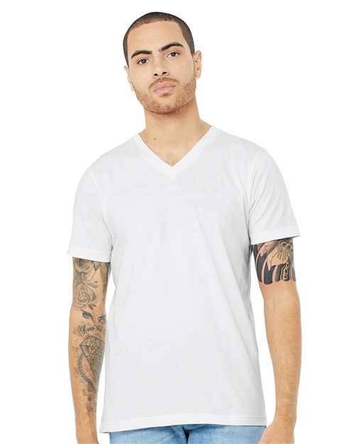 BELLA + CANVAS Unisex Heather CVC V-Neck Tee 3005CVC - Solid White Blend