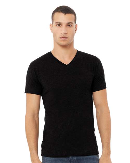 BELLA + CANVAS Unisex Heather CVC V-Neck Tee 3005CVC - Solid Black Blend