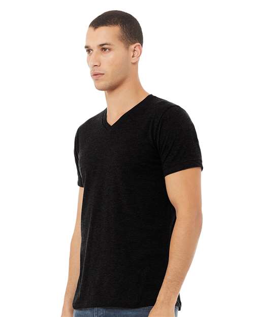 BELLA + CANVAS Unisex Heather CVC V-Neck Tee 3005CVC - Solid Black Blend