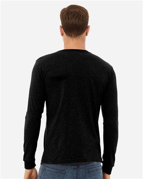 BELLA + CANVAS Heather CVC Long Sleeve Tee 3501CVC - Solid Black Blend