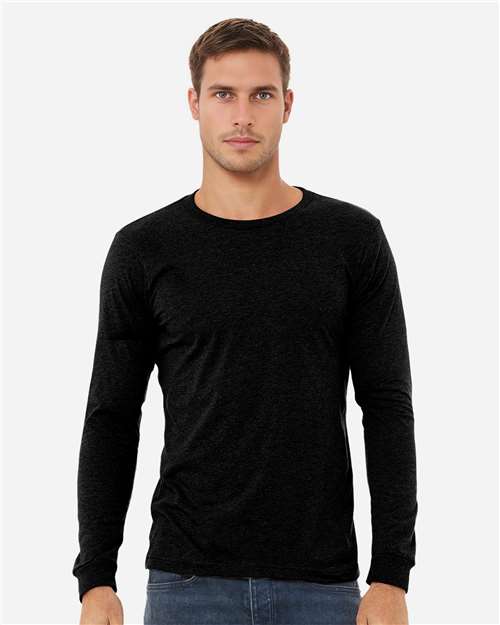 BELLA + CANVAS Heather CVC Long Sleeve Tee 3501CVC - Solid Black Blend
