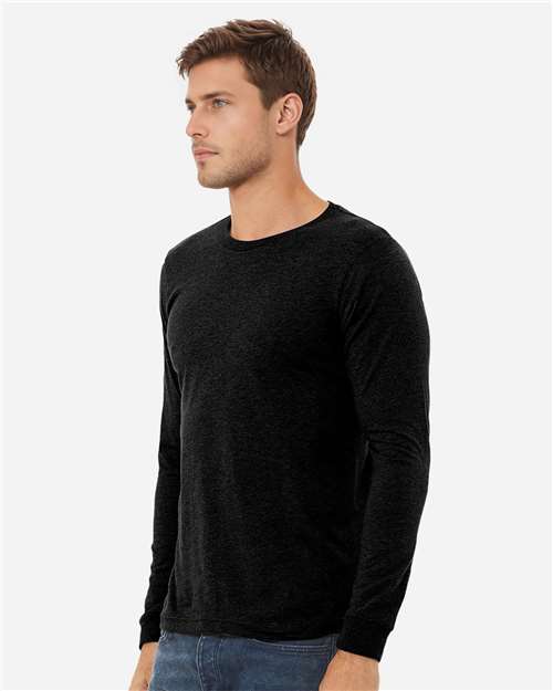 BELLA + CANVAS Heather CVC Long Sleeve Tee 3501CVC - Solid Black Blend