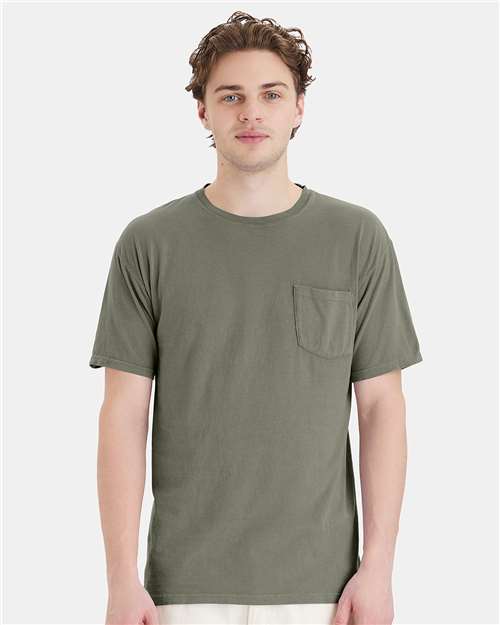 ComfortWash by Hanes Unisex Garment-Dyed Pocket T-Shirt GDH150 - Faded Fatigue