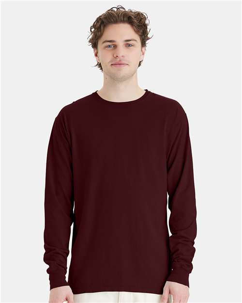 ComfortWash by Hanes Unisex Garment-Dyed Long Sleeve T-Shirt GDH200 - Maroon