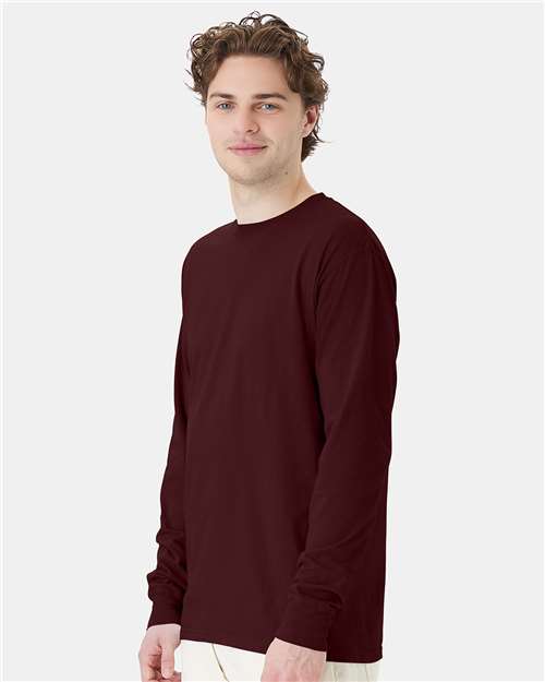 ComfortWash by Hanes Unisex Garment-Dyed Long Sleeve T-Shirt GDH200 - Maroon