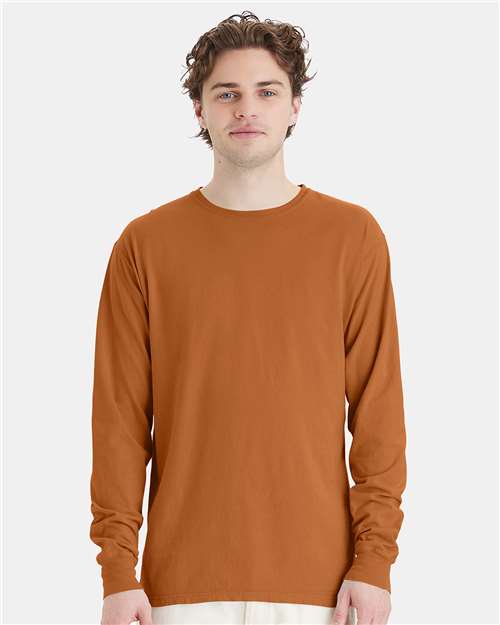 ComfortWash by Hanes Unisex Garment-Dyed Long Sleeve T-Shirt GDH200 - Texas Orange