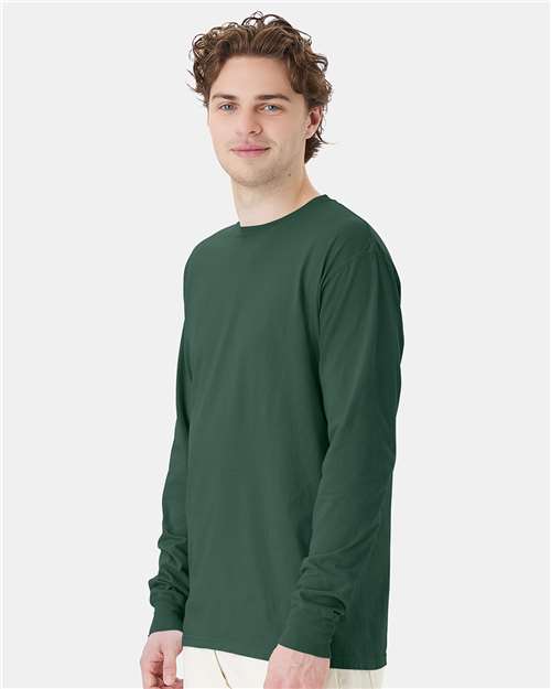 ComfortWash by Hanes Unisex Garment-Dyed Long Sleeve T-Shirt GDH200 - Field Green