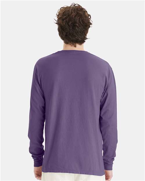 ComfortWash by Hanes Unisex Garment-Dyed Long Sleeve T-Shirt GDH200 - Grape Soda