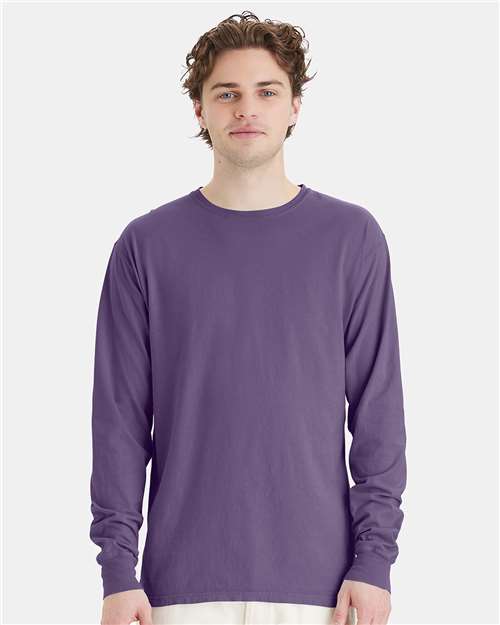 ComfortWash by Hanes Unisex Garment-Dyed Long Sleeve T-Shirt GDH200 - Grape Soda