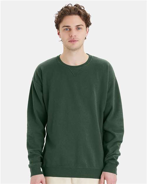 ComfortWash by Hanes Unisex Garment-Dyed Crewneck Sweatshirt GDH400 - Field Green