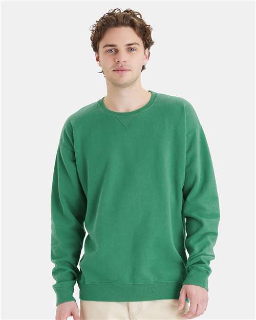 ComfortWash by Hanes Unisex Garment-Dyed Crewneck Sweatshirt GDH400 - Rich Green Grass