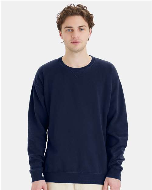 ComfortWash by Hanes Unisex Garment-Dyed Crewneck Sweatshirt GDH400 - Navy
