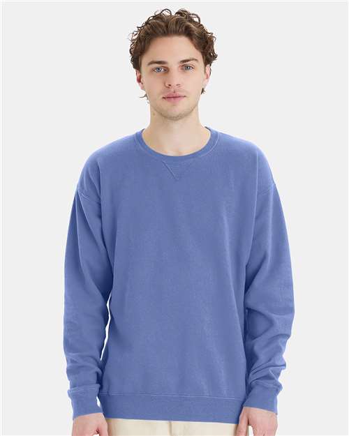 ComfortWash by Hanes Unisex Garment-Dyed Crewneck Sweatshirt GDH400 - Frontier Blue