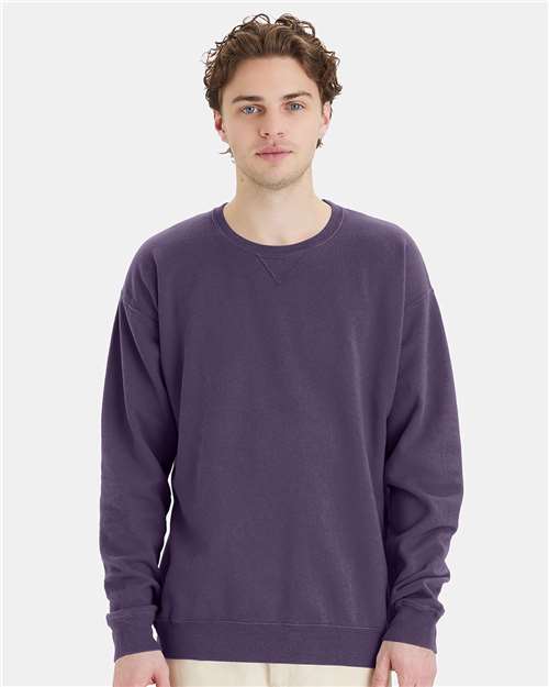ComfortWash by Hanes Unisex Garment-Dyed Crewneck Sweatshirt GDH400 - Grape Soda