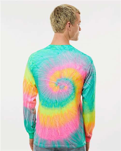 Colortone Unisex Tie-Dyed Long Sleeve T-Shirt 2000 - Minty Rainbow