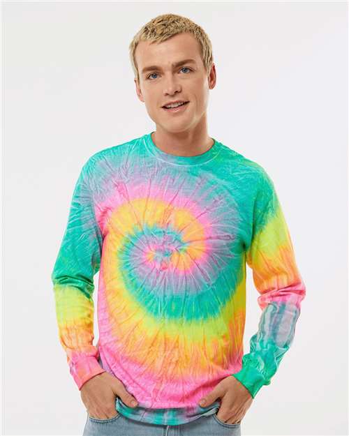 Colortone Unisex Tie-Dyed Long Sleeve T-Shirt 2000 - Minty Rainbow
