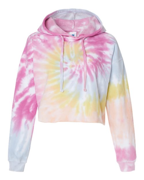 Colortone Women's Tie-Dyed Crop Hooded Sweatshirt 8333