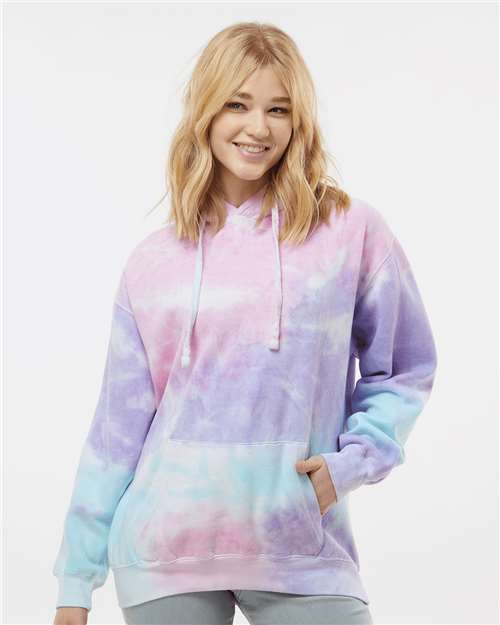 Colortone Unisex Tie-Dyed Hooded Sweatshirt 8777 - Cotton Candy