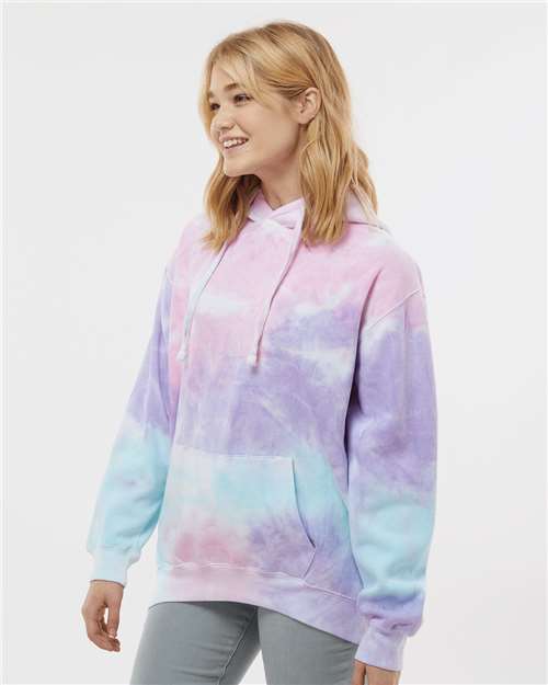 Colortone Unisex Tie-Dyed Hooded Sweatshirt 8777 - Cotton Candy