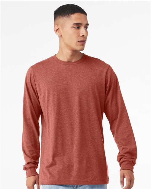 BELLA + CANVAS Heather CVC Long Sleeve Tee 3501CVC - Heather Clay