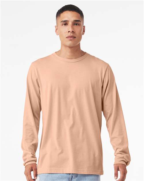 BELLA + CANVAS Heather CVC Long Sleeve Tee 3501CVC - Heather Peach