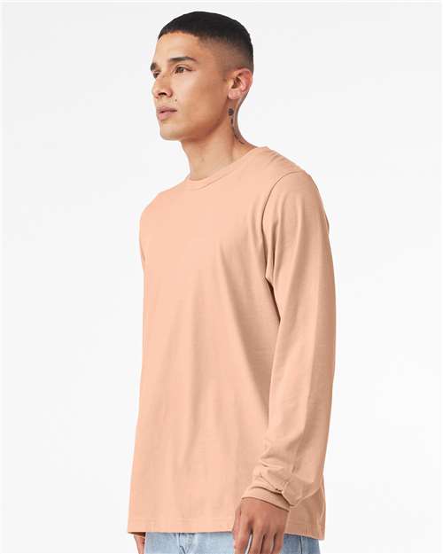 BELLA + CANVAS Heather CVC Long Sleeve Tee 3501CVC - Heather Peach