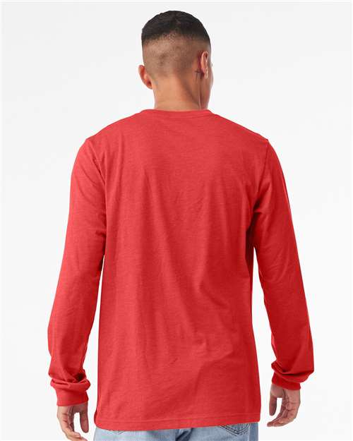 BELLA + CANVAS Heather CVC Long Sleeve Tee 3501CVC - Heather Red