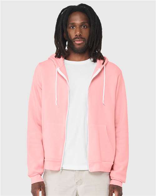 BELLA + CANVAS Unisex Sponge Fleece Full-Zip Hoodie Sweatshirt 3739 - Pink