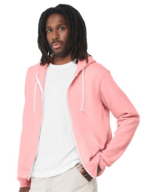 BELLA + CANVAS Unisex Sponge Fleece Full-Zip Hoodie Sweatshirt 3739 - Pink