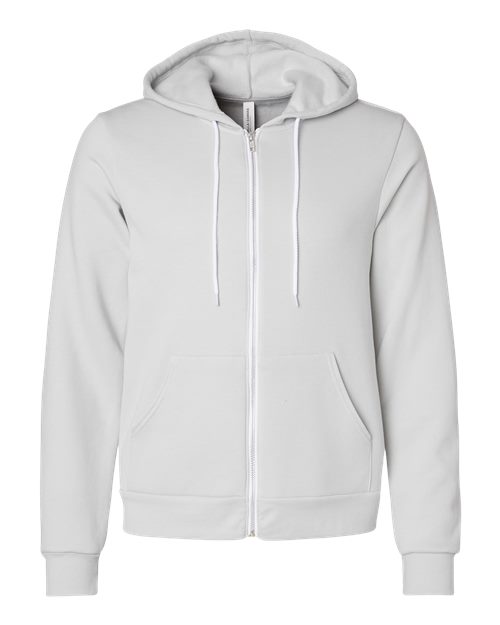 BELLA + CANVAS Unisex Sponge Fleece Full-Zip Hoodie Sweatshirt 3739 - Silver