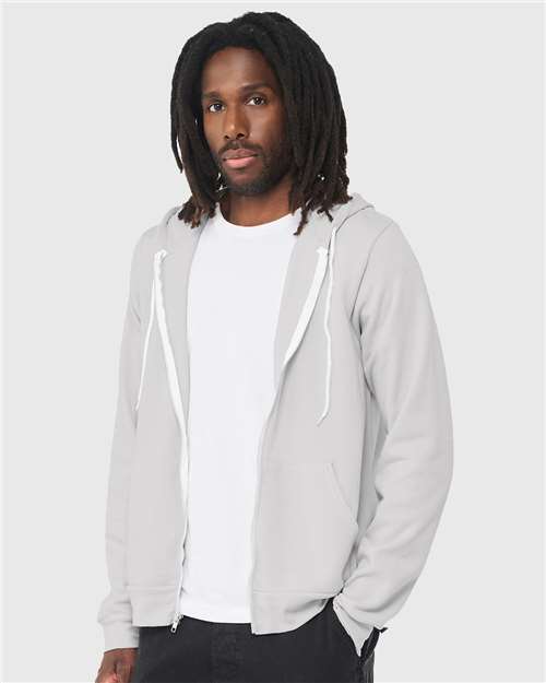 BELLA + CANVAS Unisex Sponge Fleece Full-Zip Hoodie Sweatshirt 3739 - Silver