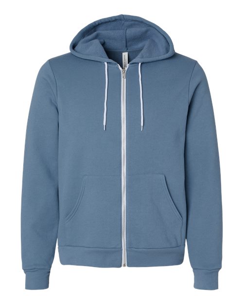 BELLA + CANVAS Unisex Sponge Fleece Full-Zip Hoodie Sweatshirt 3739 - Steel Blue