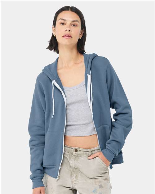 BELLA + CANVAS Unisex Sponge Fleece Full-Zip Hoodie Sweatshirt 3739 - Steel Blue
