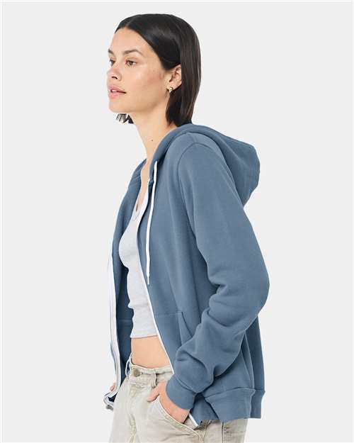 BELLA + CANVAS Unisex Sponge Fleece Full-Zip Hoodie Sweatshirt 3739 - Steel Blue