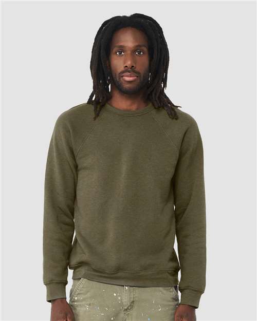 BELLA + CANVAS Unisex Sponge Fleece Raglan Crewneck Sweatshirt 3901 - Heather Olive